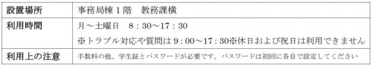 自動発行機による発行 設置場所 利用時間 利用上の注意